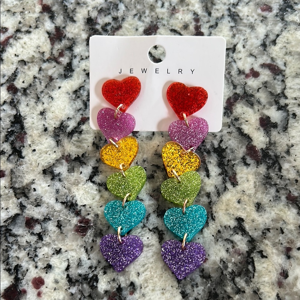 New Rainbow Heart Earrings